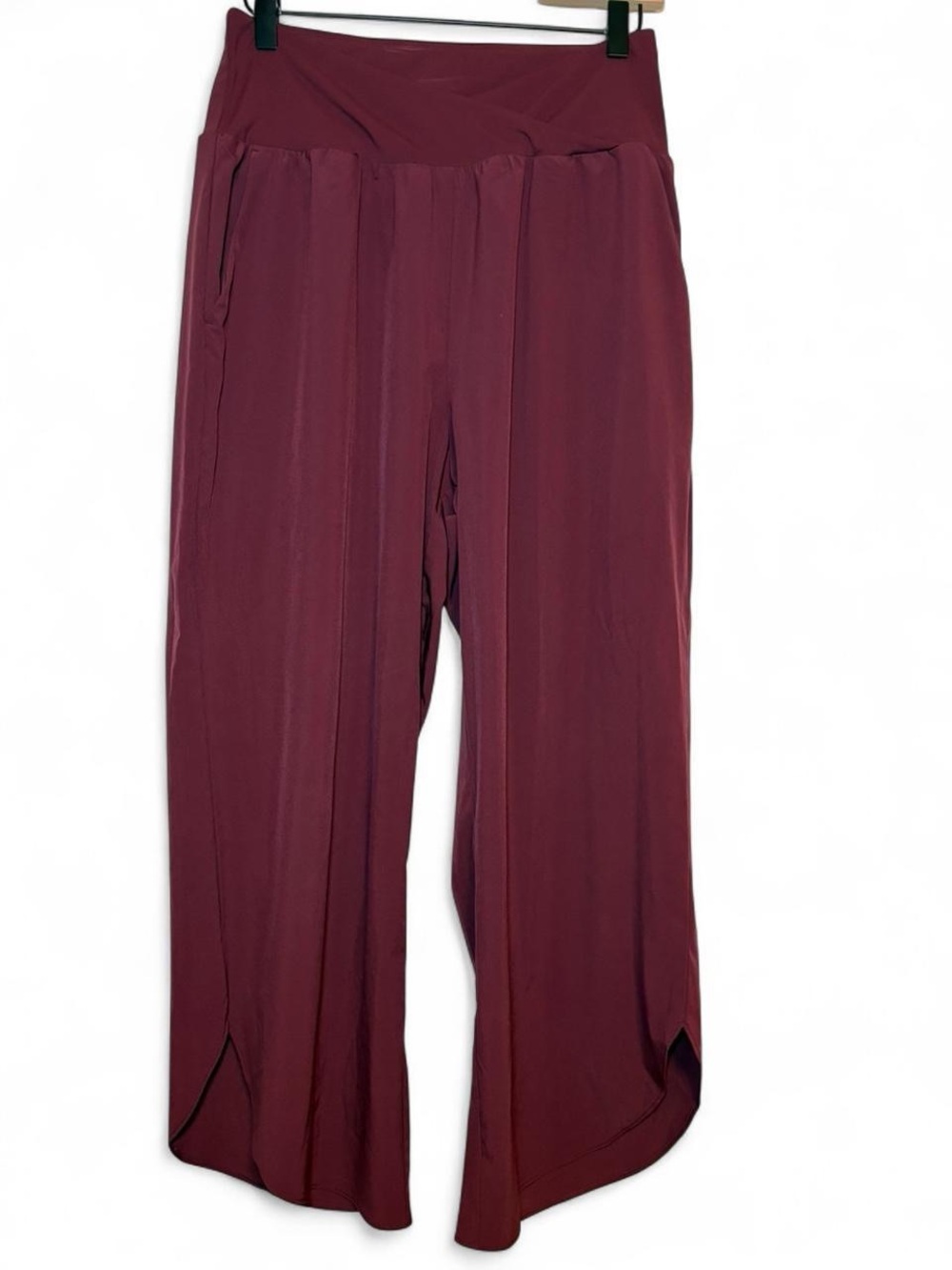 HALARA Wide Leg Cropped Pants in Burgundy - Picture 2 of 8